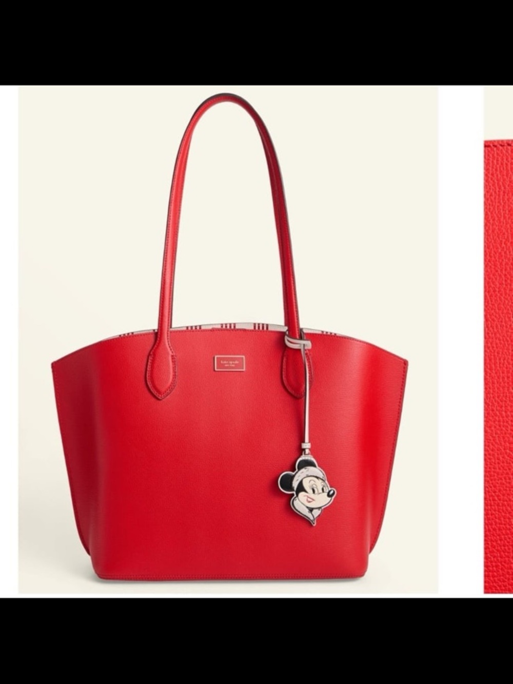 NWT Kate spade NY collection Disney top handle leather tote red large bag